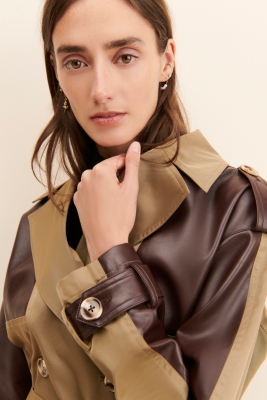 Amazon.com: FSLE Khaki 3/4 Length Women Trench Turn Down