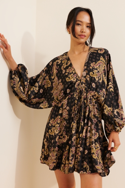 long sleeve mini dress cocktail Lucy Black Long Sleeve Mini Dress - US 18