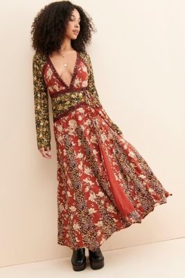 Free People Tilda Wrap Dress - Firebrick / M | Roolee