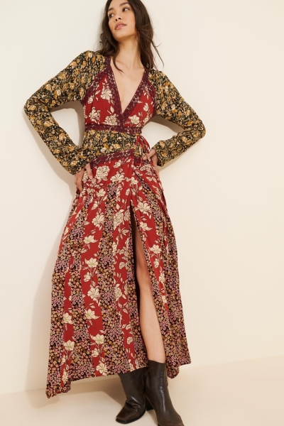 green emerald velvet dress Free People Tilda Wrap Dress for Women main image 1