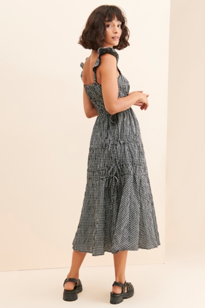 Gingham Flutter Sleeve Midi Dress | Nuuly