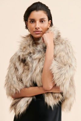 Fluffy Faux Fur Vegan Coat in White – NONAT