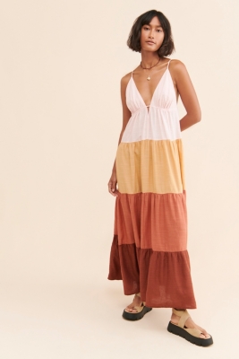 Colorblock Drama Maxi Dress