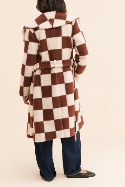 Checkerboard Fuzzy Overcoat | Nuuly