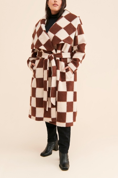 Checkerboard Fuzzy Overcoat | Nuuly