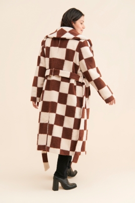 Checkerboard Fuzzy Overcoat | Nuuly