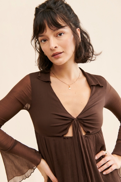 brown tie front dress Fifteen Twenty Emmeline Tie Front Dress