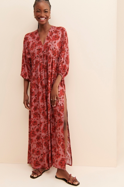 chinese dress ladies Backless Pink Floral Casual Maxi Dress– PromGirl main image 1