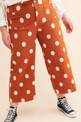 orange polka dot pants