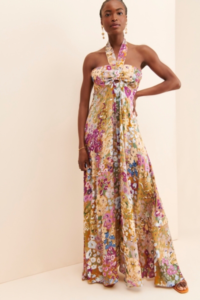 chinese dress ladies Jamila Lace High Neck Maxi Dress | Espresso | Dresses main image 1