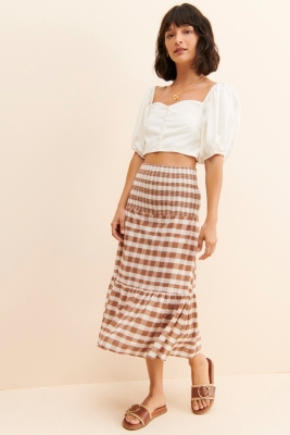 【NICK&NICOLE】 UNBALANCE STRIPE MIDI SKIRT /追跡付 Wave Links Skirt | NIC+ZOE