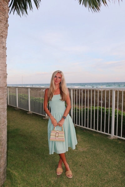 Sleeveless Smocked Drop-Waist Midi Dress | Nuuly