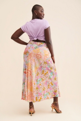 Mixed Print Slip Skirt