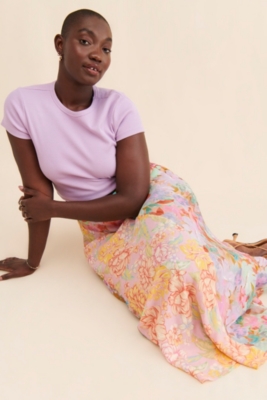 Mixed Print Slip Skirt