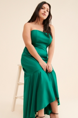 Strapless Ruffled Gown