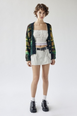 Thea Fuzzy Plaid Cardigan Nuuly