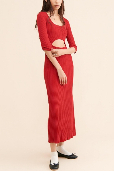 cut out knitted maxi dress Cut-Out Knit short-sleeve-top