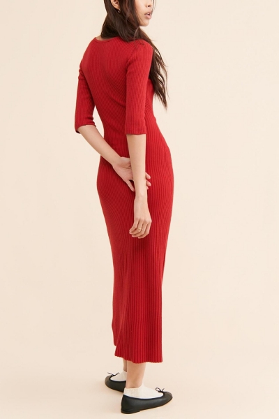 fitted lace wedding dress Adam Jones Maxi Cut Out Knit Dress at SoirVintage – SOIR main image 1