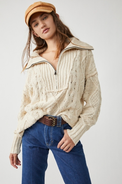 Driftwood Cable Knit Polo Sweater | Nuuly