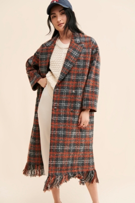 Plaid Fringe Coat | Nuuly Rent