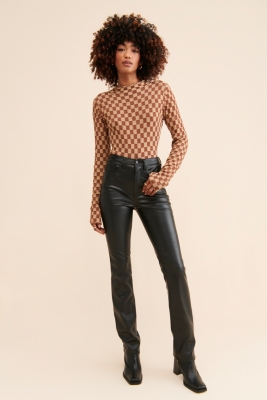 パンツ NKNIT vegan leather high-rise pants NKNIT vegan leather high-rise pants