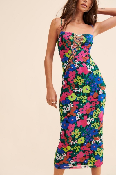 strapless green midi dress Floral Toile Strapless Dress 2 / Grass/Silk White