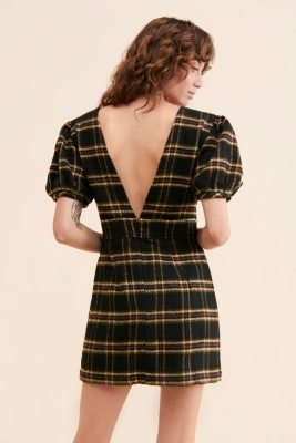 Plaid V Neck Mini Dress Nuuly