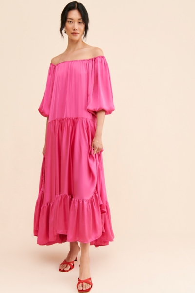 chinese dress ladies Bettina Pink Plunge-Neck Maxi Dress With Gathered-Detailing – Club L London main image 0
