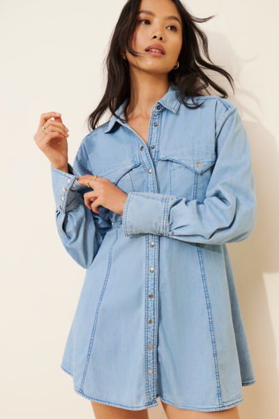 womens denim mini dress Plus Size Denim Mini Dress