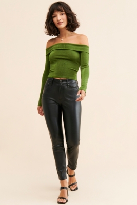 NKNIT vegan leather short pants silver② VEGAN LEATHER – Vibrant miu