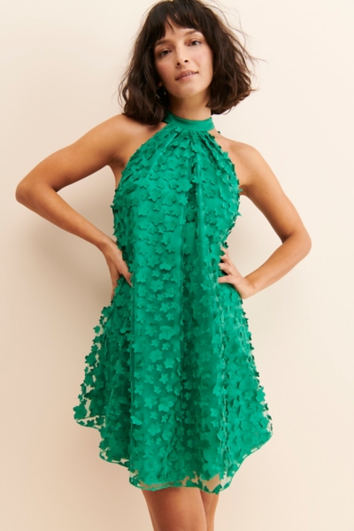 knee length dresses for ladies Textured Babydoll Mini Dress – English Factory main image 0
