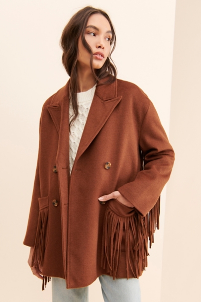 Jenny Double Breasted Fringe Coat | Nuuly
