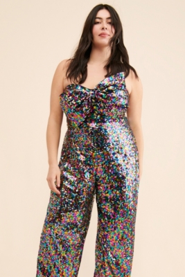 Bow Front Sequined Jumpsuit