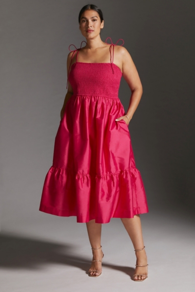knee length dresses for ladies Curvy Hustle and Shine Midi Dress Washed Denim / 1XL