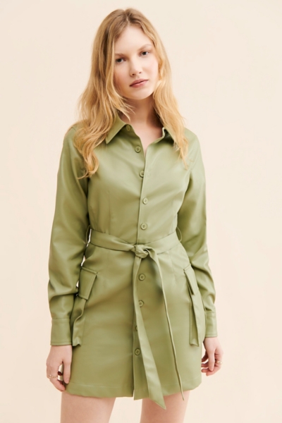 Vegan Leather Mini Shirt Dress | Nuuly