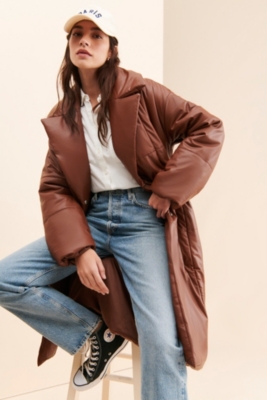 Vegan Leather Blanket Coat