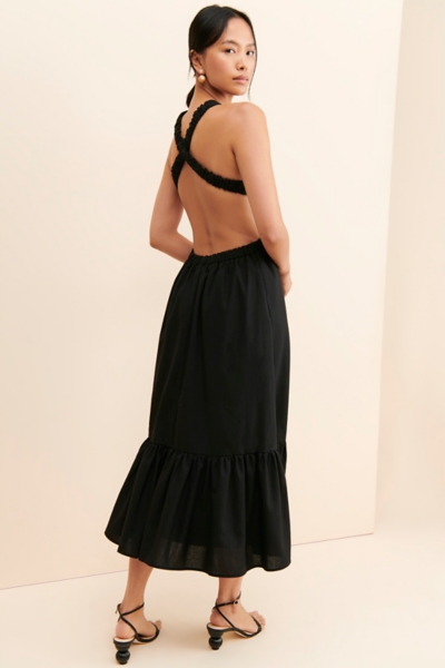 strapless open back dress Nude Braided One Shoulder Ruched Slit Open Back Maxi Dress – Hot Miami  Styles main image 0
