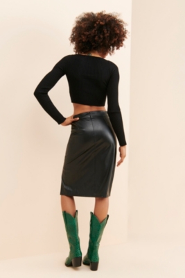 Vegan Leather Slit Skirt | Nuuly