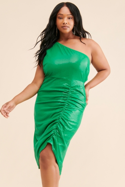 One-Shoulder Sequin Midi Dress | Nuuly