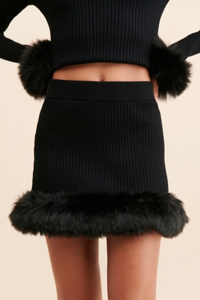 Fran Faux Fur Trimmed Skirt | Nuuly