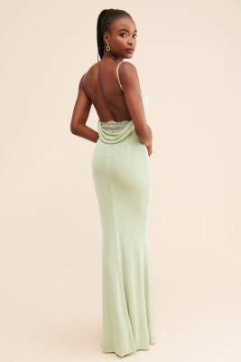 Katie may surreal on sale cowl back evening dress