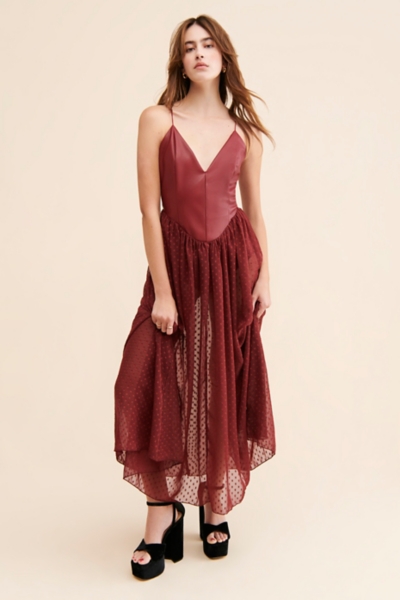 strapless open back dress Threadbare Women's Black & Red Floral Print Long Sleeve Mesh Midi Dress
