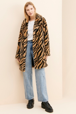 Zebra Oversized Faux Fur Coat Nuuly