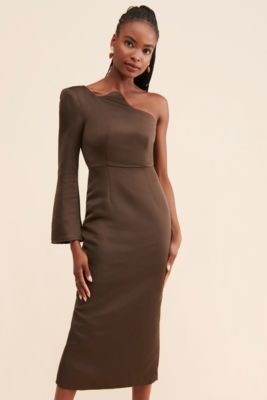 Brown One Shoulder Dress