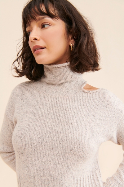 light brown sweater dress Women's Feels Like Now Mocha Brown Ribbed Knit Sweater Mini Dress | Size: L