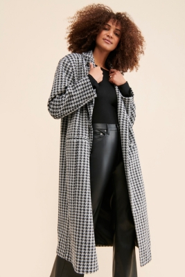 Angel&Lily Oversized Coat Houndstooth Wool Blend A line Swing