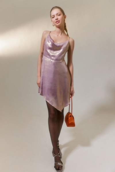 Mallory Metallic Asymmetrical Slip Dress | Nuuly