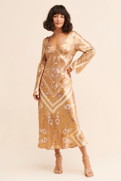 Silk Scarf Scarf Tie Flowy Midi Dress Scarf Detail Midi Dress
