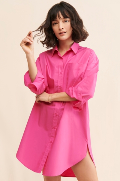 open lace back dress Moving Forward Oversize Button-Up Mini Shirt Dress LT Blue / L