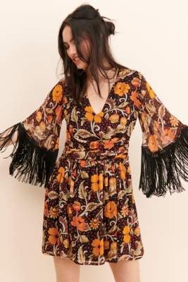 Floral best sale fringe dress